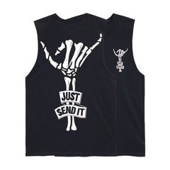 JUST SEND IT MENS SMALL PRINT MUSCLE TEE